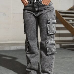 Flap Pocket Side Cargo Jeans